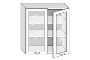 19.80.4  Кира Шкаф настенный с двумя стекл. дверцами h 913 в Ревде - revda.mebel-e96.ru | фото