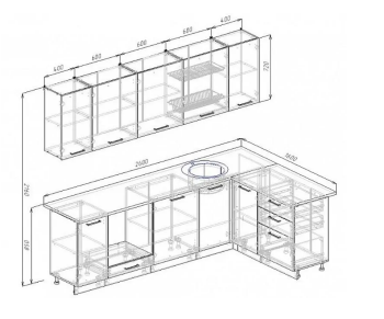 Угловой кухонный гарнитур Муссон 2600х1600 мм в Ревде - revda.mebel-e96.ru