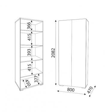 Шкаф 800 мм Осло (ручка брусок) полки (Риннер) в Ревде - revda.mebel-e96.ru