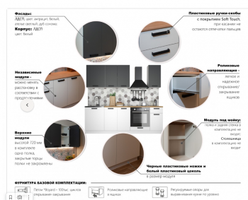 Кухонный гарнитур 1800 мм Ника Нео антраци/белый (Имп) в Ревде - revda.mebel-e96.ru