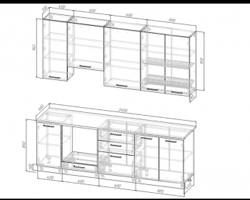 Кухонный гарнитур Антрацит 2400 мм Sanvut в Ревде - revda.mebel-e96.ru