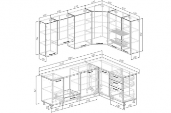 Угловой кухонный гарнитур Трансильвания 2200*1600 мм Sanvut в Ревде - revda.mebel-e96.ru