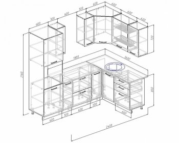 Угловой кухонный гарнитур Жемчуг 2400х1600 мм в Ревде - revda.mebel-e96.ru