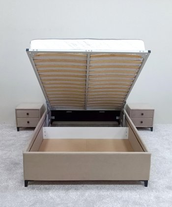 Кровать с подъемным механизмом Мега беж (Лин) в Ревде - revda.mebel-e96.ru