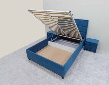Кровать с подъемным механизмом Мега синий (Лин) в Ревде - revda.mebel-e96.ru