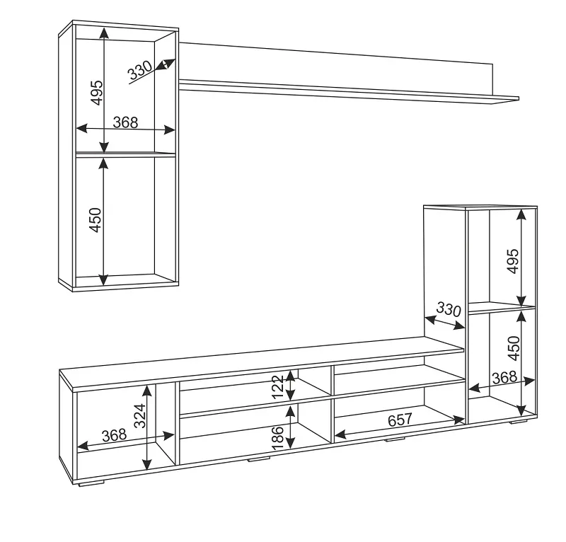 Стенка Альфа графит (Риннер) в Ревде - revda.mebel-e96.ru