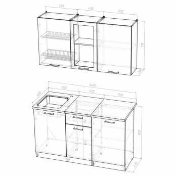 Кухонный гарнитур Алина медиум 1400 мм (Герда) в Ревде - revda.mebel-e96.ru