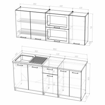 Кухонный гарнитур Алина макси 1800 мм (Герда) в Ревде - revda.mebel-e96.ru