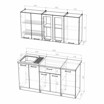 Кухонный гарнитур Алина стандарт 1600 мм (Герда) в Ревде - revda.mebel-e96.ru