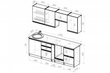 Кухонный гарнитур Амели компакт 2200 мм (Герда) в Ревде - revda.mebel-e96.ru