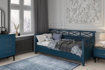 Кровать из массива Амелия сапфир без ящиков (БМ) в Ревде - revda.mebel-e96.ru