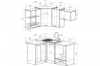 Кухонный гарнитур Антика мега прайм 1200х1600 мм (Герда) в Ревде - revda.mebel-e96.ru