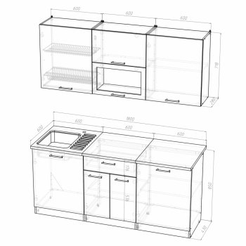 Кухонный гарнитур Арина макси 1800 мм  (Герда) в Ревде - revda.mebel-e96.ru