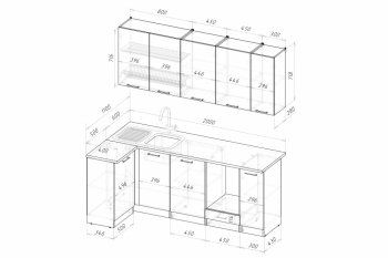 Кухонный гарнитур Асая прайм 400 1100х2000 мм (Герда) в Ревде - revda.mebel-e96.ru