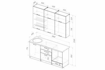 Кухонный гарнитур Асая макси 1800 мм (Герда) в Ревде - revda.mebel-e96.ru