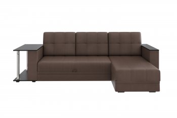 Угловой диван Атлант со столиком кожа коричневый в Ревде - revda.mebel-e96.ru