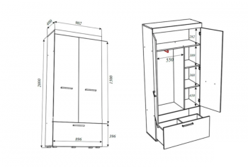 Шкаф Бастон 900 мм (Эра) в Ревде - revda.mebel-e96.ru