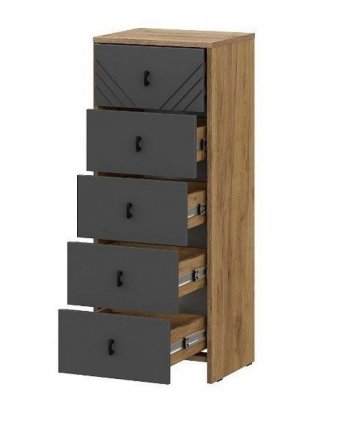 Комод (5 ящиков) Байкал Графит/Дуб золотой (СВ) в Ревде - revda.mebel-e96.ru