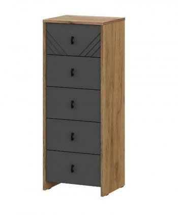 Комод (5 ящиков) Байкал Графит/Дуб золотой (СВ) в Ревде - revda.mebel-e96.ru