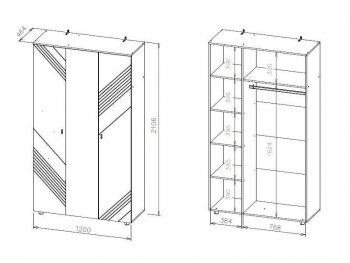 Шкаф 1200 мм трехстворчатый Байкал (СВ) в Ревде - revda.mebel-e96.ru