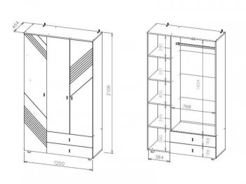 Шкаф 1200 мм трехстворчатый (с ящиками) Байкал (СВ) в Ревде - revda.mebel-e96.ru