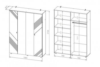 Шкаф 1580 мм (1600) четырехстворчатый Байкал (СВ) в Ревде - revda.mebel-e96.ru