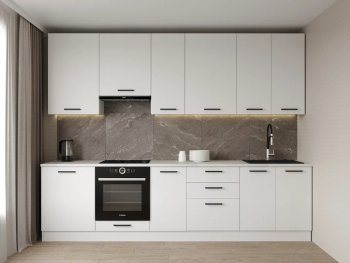 Кухонный гарнитур высокий Белый глянец 3000 мм МДФ (Санвут) в Ревде - revda.mebel-e96.ru