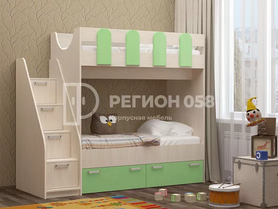 Двухъярусная кровать Бемби-11 МДФ (Регион) в Ревде - revda.mebel-e96.ru