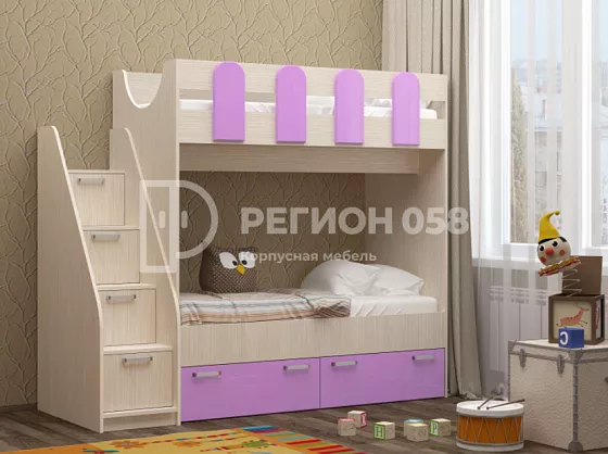 Двухъярусная кровать Бемби-11 МДФ (Регион) в Ревде - revda.mebel-e96.ru