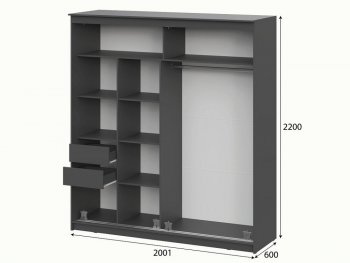Шкаф-купе №25 2000 мм Блэк ЛАЙТ графит (СВ) в Ревде - revda.mebel-e96.ru