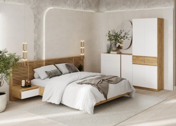 Спальный гарнитур Бостон Лайт белый (Стиль) в Ревде - revda.mebel-e96.ru