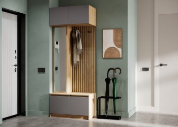 Прихожая Бостон Лайт комп.1 серый шифер (Стиль) в Ревде - revda.mebel-e96.ru
