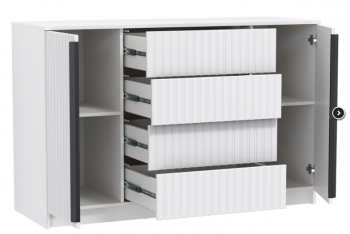 Комод 67.11 Брандо МДФ New белый (Олмеко) в Ревде - revda.mebel-e96.ru