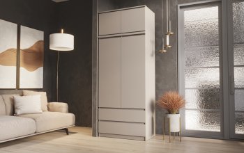 Шкаф Челси с антресолью 900 мм Кашемир (Миф) в Ревде - revda.mebel-e96.ru