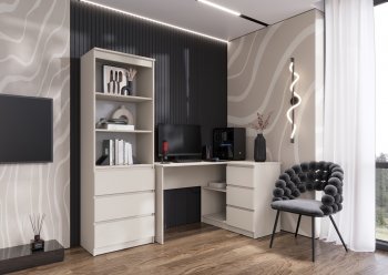 Письменный стол угловой + Стеллаж Челси кашемир (Миф) в Ревде - revda.mebel-e96.ru