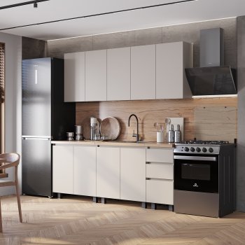 Кухонный гарнитур Честер 2000 мм кашемир (БТС) в Ревде - revda.mebel-e96.ru