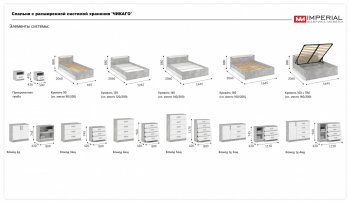 Спальный гарнитур Чикаго модульный, ателье светлый/белый (Имп) в Ревде - revda.mebel-e96.ru