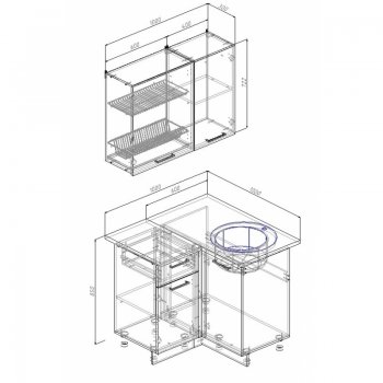 Кухонный гарнитур угловой Дели 1000*1000 (Sanvut) в Ревде - revda.mebel-e96.ru