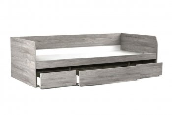 Кровать 900 с ящиками Денвер Риббек серый (СБК) в Ревде - revda.mebel-e96.ru