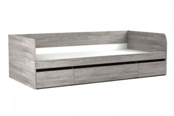 Кровать 900 с ящиками Денвер Риббек серый (СБК) в Ревде - revda.mebel-e96.ru