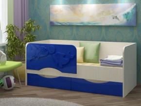 Детская кровать Дельфин-2 МДФ, тёмно-синий, 80х160 в Ревде - revda.mebel-e96.ru