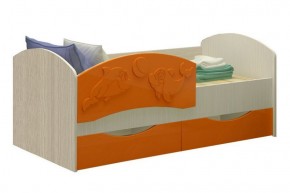 Детская кровать Дельфин-3 МДФ оранжевый, 80х160 в Ревде - revda.mebel-e96.ru