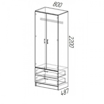 Шкаф 800 мм платяной Дуэт с ящиками белый (Эра) в Ревде - revda.mebel-e96.ru