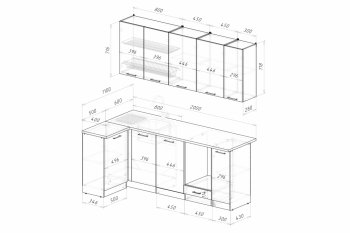 Кухонный гарнитур Дюна прайм 2 400 1100х2000 мм (ПМ) (Герда) в Ревде - revda.mebel-e96.ru