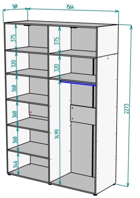 Шкаф 1564 мм Erik H318 + Антресоль HA4 (Графит) в Ревде - revda.mebel-e96.ru