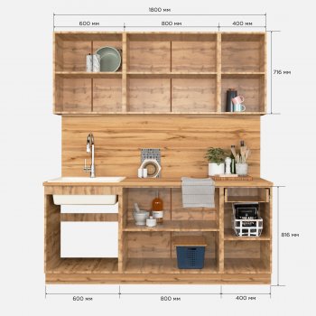 КУхонный гарнитур Эстетик 1800 мм порт-ройал (Сурская) в Ревде - revda.mebel-e96.ru