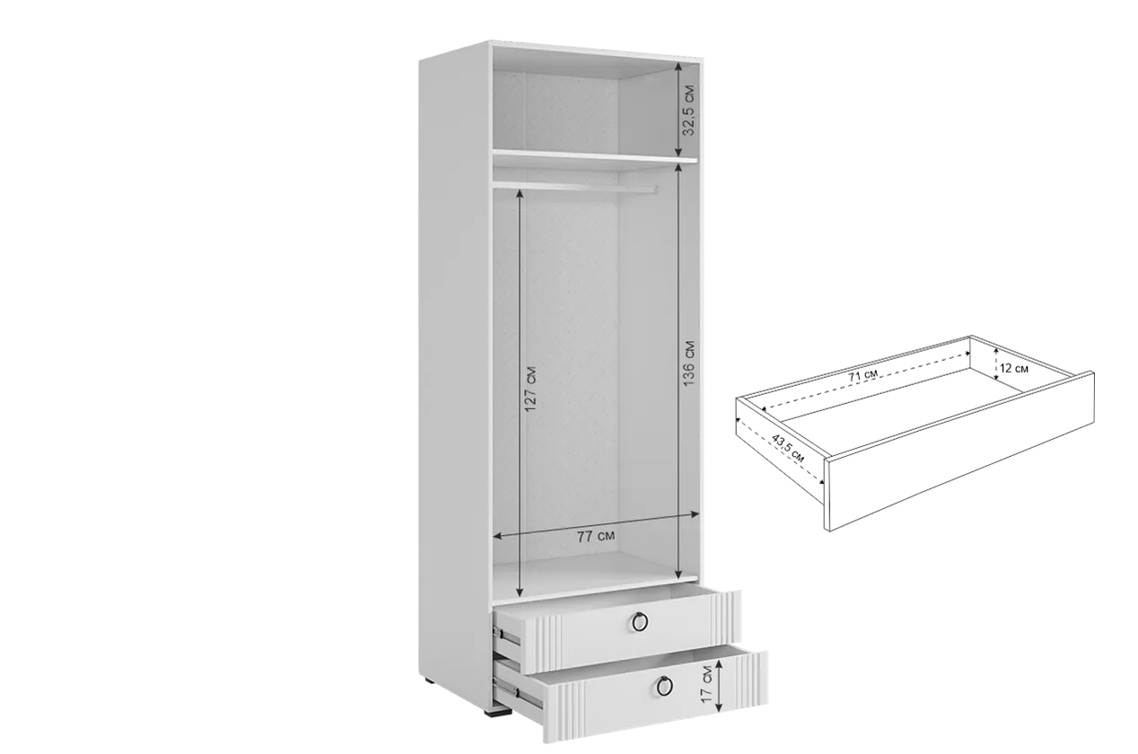 Шкаф 800 мм Ева двухдверный 103.01 (Мебельсон) в Ревде - revda.mebel-e96.ru