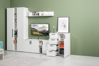 Стенка Эйр модульная, белый (Моби) в Ревде - revda.mebel-e96.ru