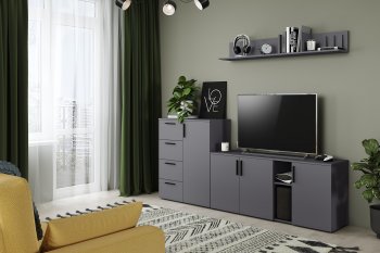 Стенка Эйр модульная, графит (Моби) в Ревде - revda.mebel-e96.ru
