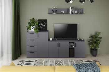 Стенка Эйр модульная, графит (Моби) в Ревде - revda.mebel-e96.ru
